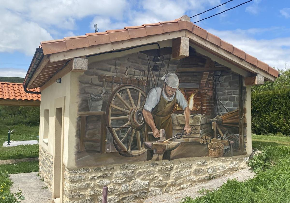 Uno de los murales de Villalómez, en Burgos.