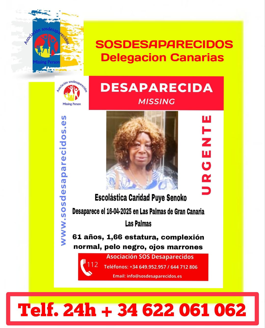 Desaparece Escolástica Caridad Puye Senoko en Las Palmas de Gran Canaria