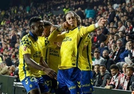 La UD Las Palmas celebrando un gol.