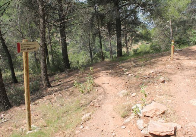 Bifurcación de la ruta para ir al dique del Nacimiento del Turón.