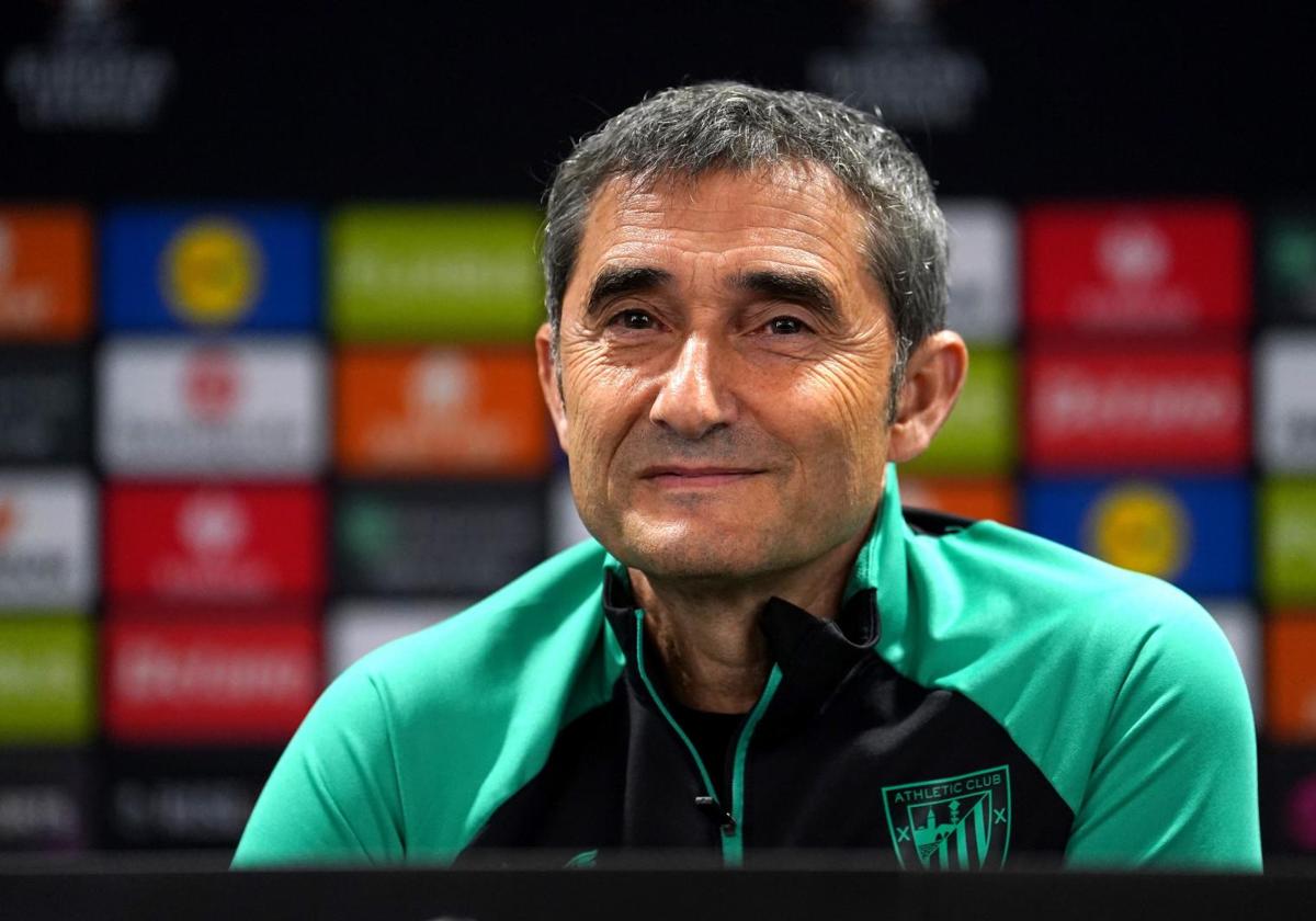 Valverde, en la rueda de prensa de Old Trafford.