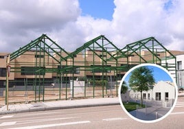 Estructura de los futuros apartamentos turísticos de Arroyo. En el círculo, una recreación del proyecto.