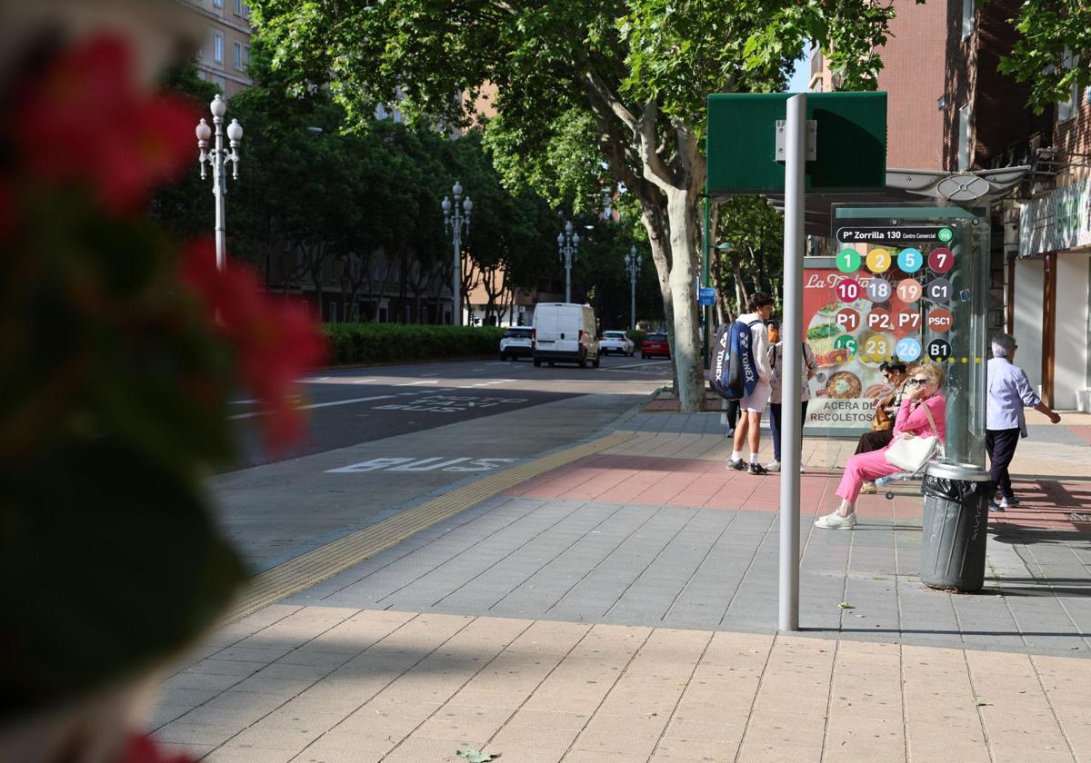 Parada de autobús del Paseo de Zorrilla donde ocurrieron los hechos.