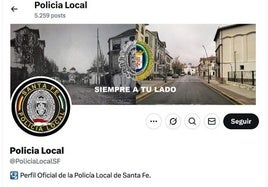 Captura del usuario en la red social X, antes Twitter, de la Policía Local de SAnta Fe