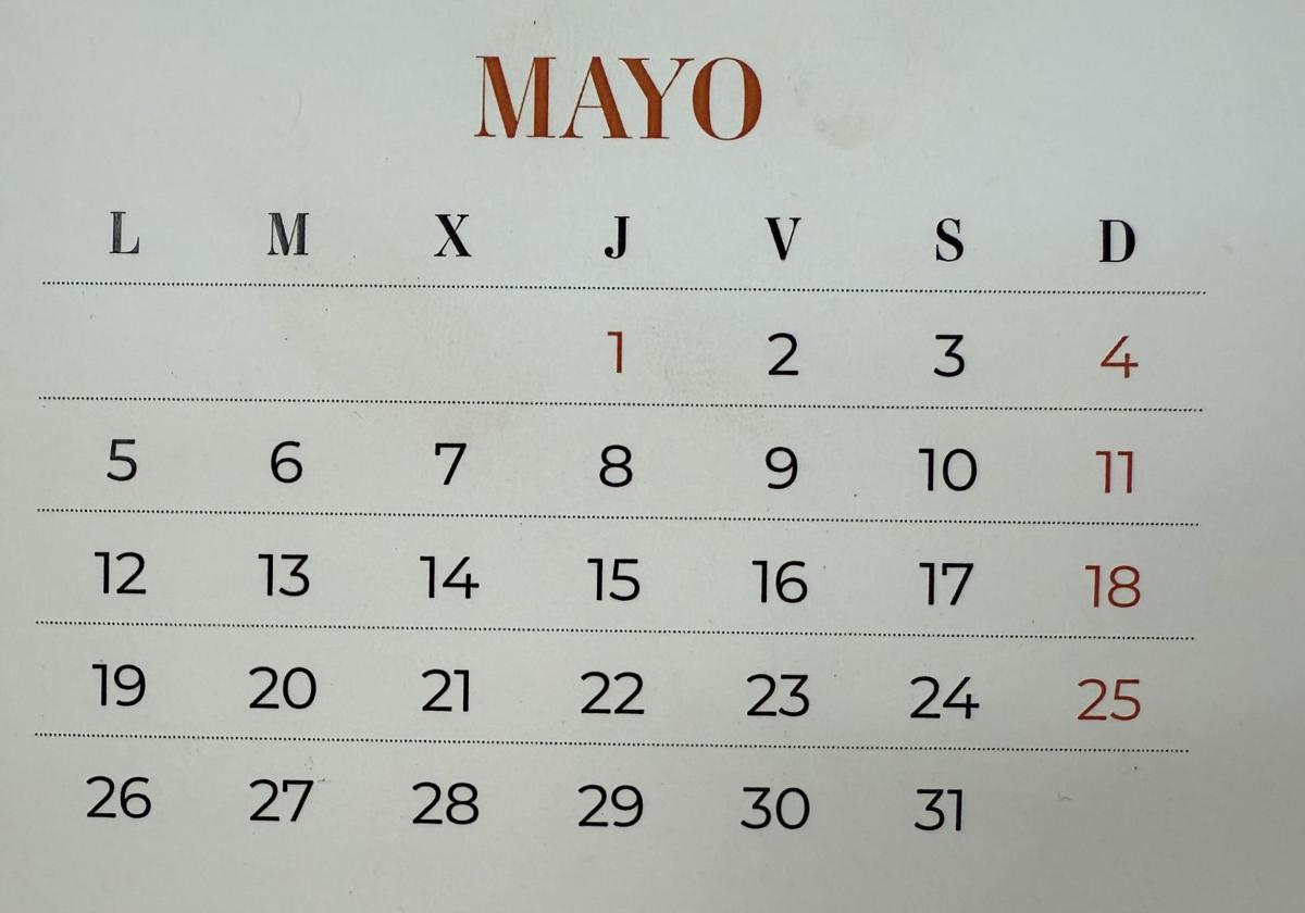 Calendario de marzo.