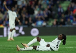 Eduardo Camavinga, al lesionarse en el Coliseum.