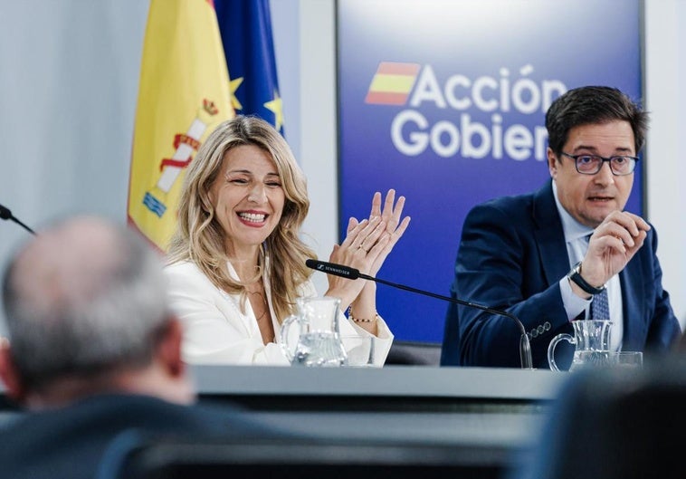 La vicepresidenta segunda del Gobierno y ministra de Trabajo, Yolanda Díaz, tras el Consejo de Ministros.