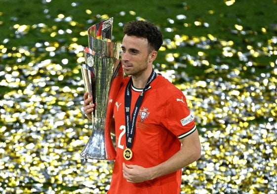 Imagen de Diogo Jota tras proclamarse campeón de la Liga de Naciones con Portugal.