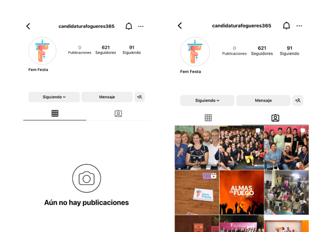 Perfiles de Instagram de la candidatura de Toñi Martín-Zarco.